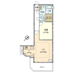 1LDK＋WIC、専有面積：55.27m2、バルコニー面積：10.75m2(間取)