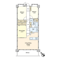 3LDK、専有面積：73.80m2、バルコニー面積：10.20m2(間取)