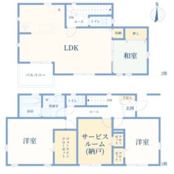 3LDK＋S、土地面積134.00m2、建物面積106.40m2(間取)