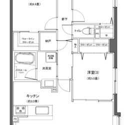 3LDK＋WIC、専有面積：76.87m2、バルコニー面積：15.00m2(間取)