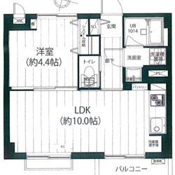 1LDK、専有面積：34.42m2、バルコニー面積：1.88m2(間取)