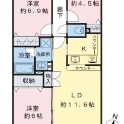 3LDK、専有面積：67.26m2、バルコニー面積：8.26m2(間取)