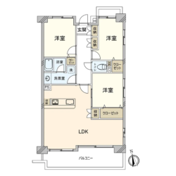 3LDK、専有面積：78.91m2、バルコニー面積：10.50m2(間取)