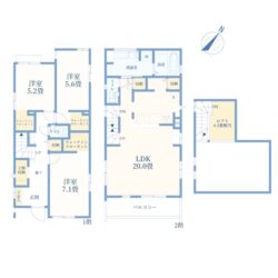 3LDK＋3WIC＋ロフト、土地面積143.33m2、建物面積100.71m2(間取)