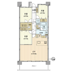 3LDK＋WIC、専有面積：80.03m2、バルコニー面積：12.80m2(間取)