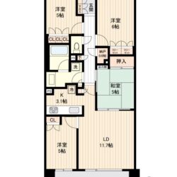 4LDK、専有面積：80.03m2、バルコニー面積：12.80m2(間取)