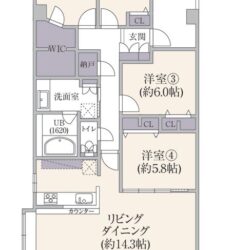 3SLDK＋WIC、専有面積：100.36m2、バルコニー面積：12.30m2(間取)