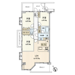 3LDK、専有面積：73.18m2、バルコニー面積：14.12m2(間取)