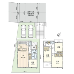 4LDK＋WIC、土地面積136.92m2、建物面積101.43m2(間取)