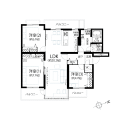 3LDK＋SIC、専有面積：85.77m2、バルコニー面積：16.24m2(間取)