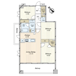 3LDK＋WIC、専有面積：70.76m2、バルコニー面積：17.60m2(間取)