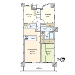 3LDK、専有面積：65.97m2、バルコニー面積：9.90m2(間取)