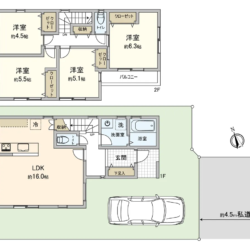 4LDK、土地面積192.47m2、建物面積92.11m2(間取)