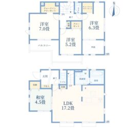 4LDK＋2WIC、土地面積131.15m2、建物面積96.88m2(間取)