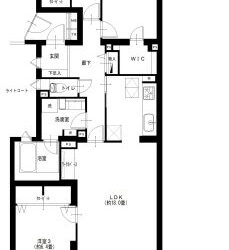 3LDK＋WIC、専有面積：92.54m2、テラス面積：14.57m2(間取)