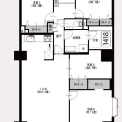 4LDK＋WIC、専有面積：96.53m2、バルコニー面積：9.12m2(間取)