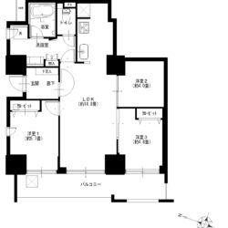 3LDK、専有面積：63.87m2、バルコニー面積：13.84m2(間取)