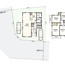 4LDK、土地面積126.80m2、建物面積99.57m2(間取)