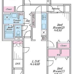 4LDK＋WIC、専有面積：90.39m2、バルコニー面積：12.71m2(間取)