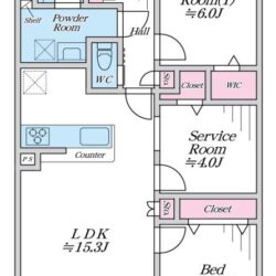 2SLDK＋WIC、専有面積：67.41m2、バルコニー面積：6.30m2(間取)