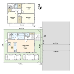 3LDK、土地面積100.26m2、建物面積79.48m2(間取)