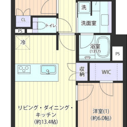 58.16㎡　2LDK＋WIC　南東向き　3階　収納充実の２ＬＤＫプラン(間取)