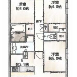 3LDK＋3WIC、専有面積：70.80m2、バルコニー面積：10.80m2(間取)