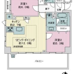 2LDK＋SIC、専有面積：58.10m2、バルコニー面積：15.10m2(間取)