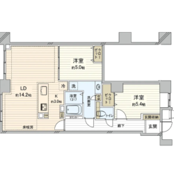 2LDK、専有面積：65.30m2、バルコニー面積：8.62m2(間取)