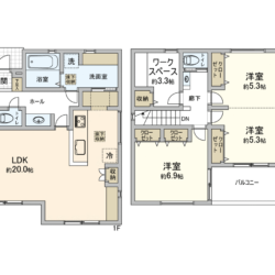 3SLDK＋SIC、土地面積144.33m2、建物面積100.46m2　2024年3月完成(間取)